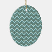 Personaliseer deze Blauwgroen Glitter ZigZag Keramisch Ornament (Rechts)