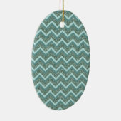 Personaliseer deze Blauwgroen Glitter ZigZag Keramisch Ornament (Rechts)