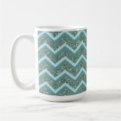 Personaliseer deze Blauwgroen Glitter ZigZag Koffiemok (Links)