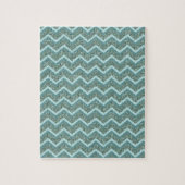 Personaliseer deze Blauwgroen Glitter ZigZag Legpuzzel (Verticaal)
