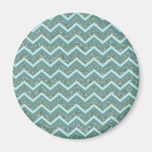 Personaliseer deze Blauwgroen Glitter ZigZag Magneet