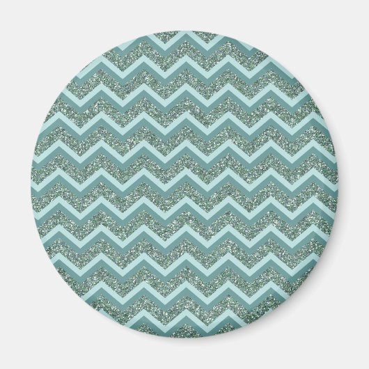 Personaliseer deze Blauwgroen Glitter ZigZag Magneet (Voorkant)