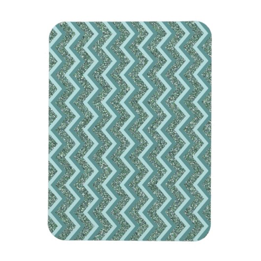 Personaliseer deze Blauwgroen Glitter ZigZag Magneet (Verticaal)