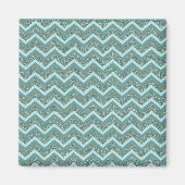 Personaliseer deze Blauwgroen Glitter ZigZag Magneet (Voorkant)