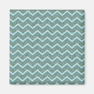 Personaliseer deze Blauwgroen Glitter ZigZag Magneet