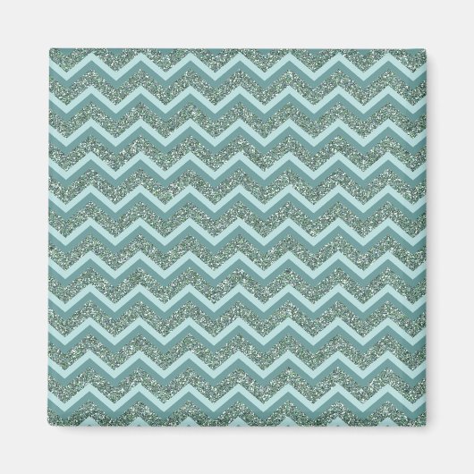 Personaliseer deze Blauwgroen Glitter ZigZag Magneet (Voorkant)