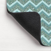 Personaliseer deze Blauwgroen Glitter ZigZag Muismat (Hoek)