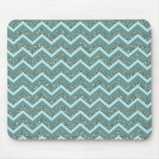 Personaliseer deze Blauwgroen Glitter ZigZag Muismat (Voorkant)