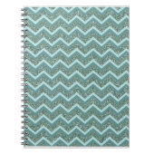 Personaliseer deze Blauwgroen Glitter ZigZag Notitieboek (Voorkant)