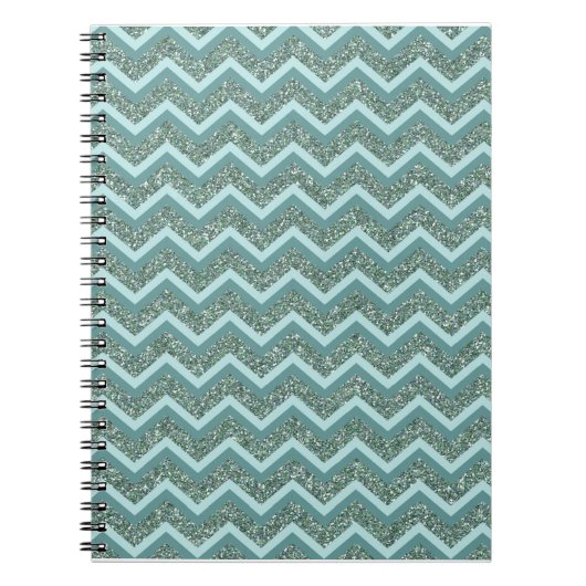 Personaliseer deze Blauwgroen Glitter ZigZag Notitieboek (Voorkant)