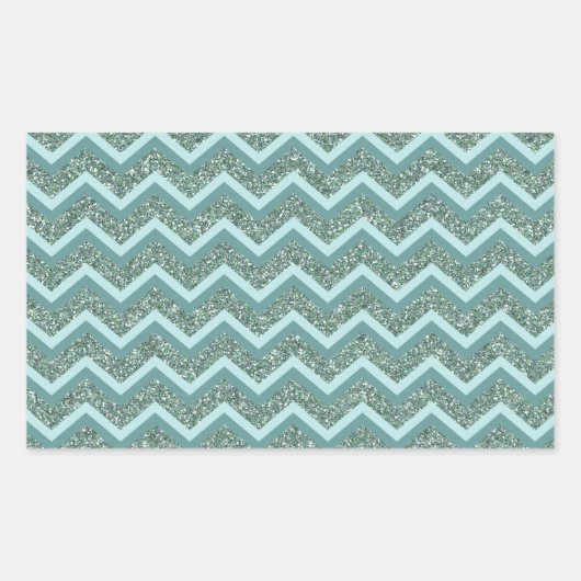 Personaliseer deze Blauwgroen Glitter ZigZag Rechthoekige Sticker (Voorkant)