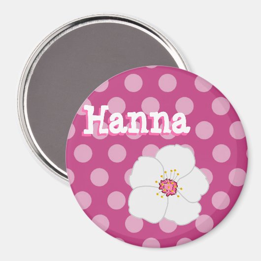 Personaliseer deze Bourgogne Polka Dotted Name Mag Magneet (Voorkant / Achterkant)