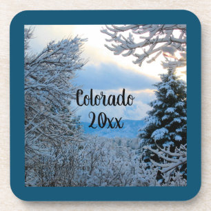 Personaliseer deze Colorado Snowy Winter Scene Bier Onderzetter