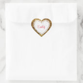 Personaliseer deze Gold Glitter Heart Sticker (Tas)