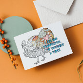 Personaliseer deze kleurplaat Thanksgiving Turkey Briefkaart