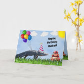 Personaliseer deze leuke Gator Happy Birthday Kaar Kaart (Gele Bloem)
