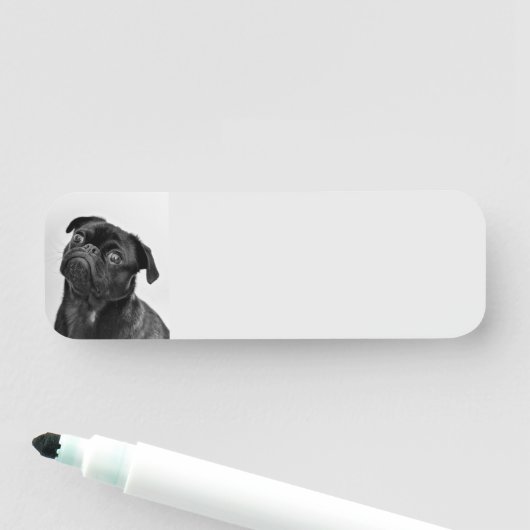 Personaliseer deze Leuke Kleine Pug Hond Naamplaatje (In situ)