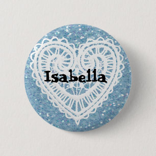Personaliseer deze mooie glinsterende blauwe naamk ronde button 5,7 cm