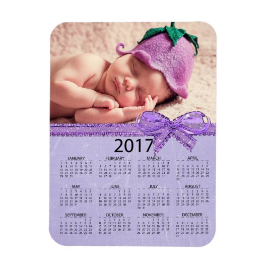 Personaliseer deze Paarse 2017 Mini Kalender Magneet (Verticaal)