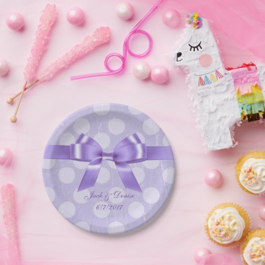 Personaliseer deze Paarse en witte Polka Dot Bord (Feest)