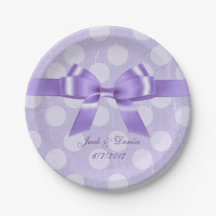 Personaliseer deze Paarse en witte Polka Dot Bord