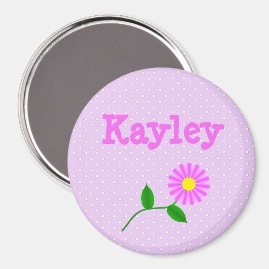 Personaliseer deze Paarse Polka Dotted Name Magnet (Voorkant / Achterkant)