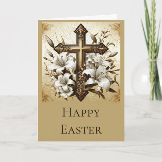 Personaliseer deze Paasster Kaart met Kruis en Lel (Voorkant)