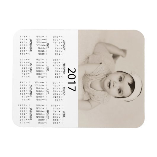 Personaliseer deze Photo 2017 Mini Kalender Magneet (Horizontaal)