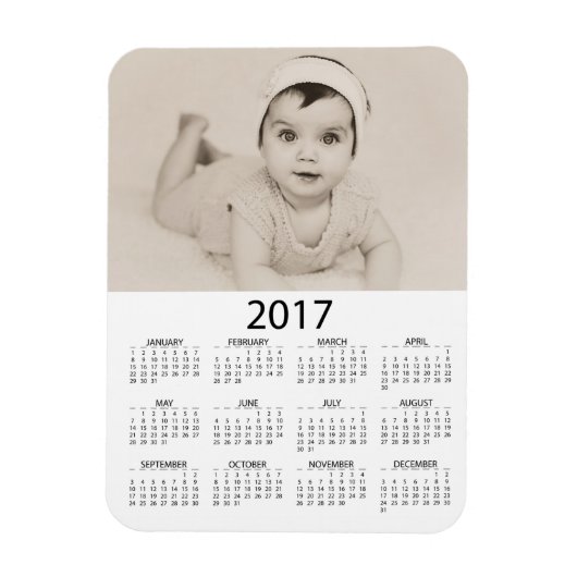 Personaliseer deze Photo 2017 Mini Kalender Magneet (Verticaal)