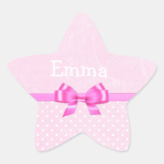 Personaliseer deze Pink Glitter Star Sticker (Voorkant)