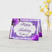 Personaliseer deze Violet Anjers Verjaardag Kaart (Gele Bloem)