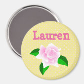 Personaliseer deze Yellow Rose Dotted Name Magnet (Voorkant / Achterkant)