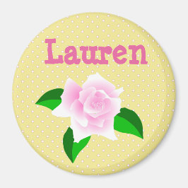 Personaliseer deze Yellow Rose Dotted Name Magnet