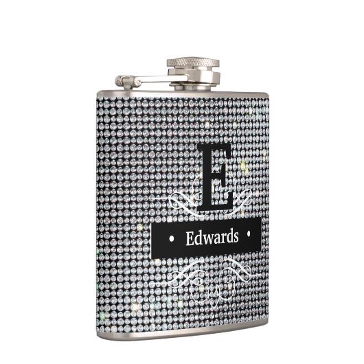 Personaliseer Diamond Flask, briljant wit kristal Heupfles (Rechts)