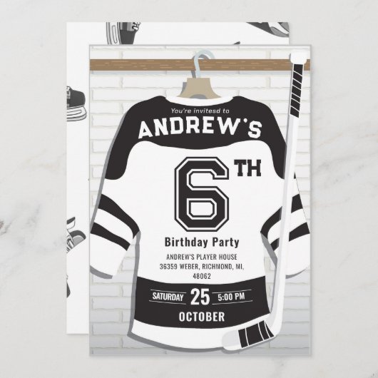 Personaliseer Digitale Hockey Verjaardagsfeestje Kaart (Voorkant / Achterkant)