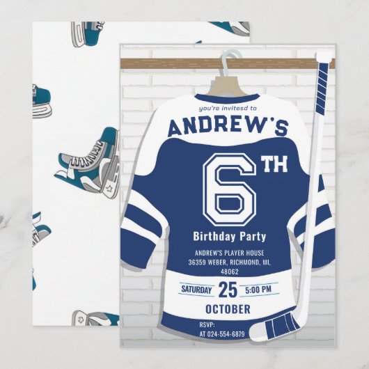 Personaliseer Digitale Hockey Verjaardagsfeestje Kaart (Voorkant / Achterkant)