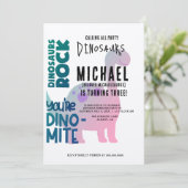 Personaliseer Dinosaur Three Rex 3e verjaardagsfee Kaart (Staand voorkant)