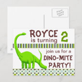Personaliseer Dinosaur Verjaardagsuitnodiging Brie Uitnodiging Briefkaart (Voorkant / Achterkant)