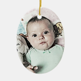 Personaliseer dit 2-zijdige Schattigee Baby Orname Keramisch Ornament