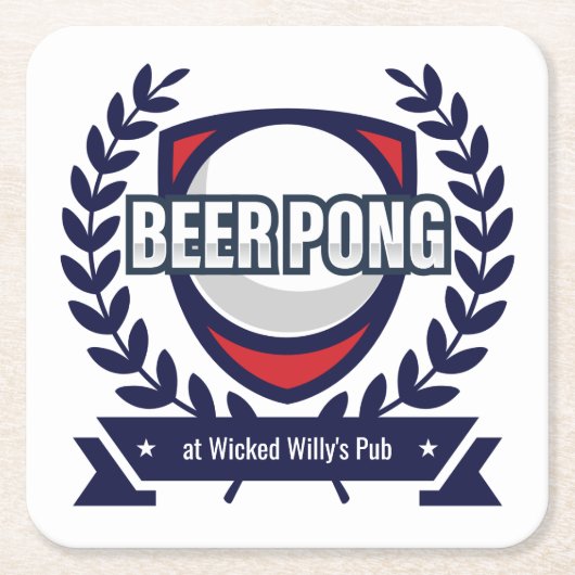 Personaliseer Dit Beer Pong Logo Kartonnen Onderzetters (Voorkant)