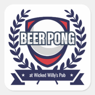 Personaliseer dit Beer Pong-logo Vierkante Sticker