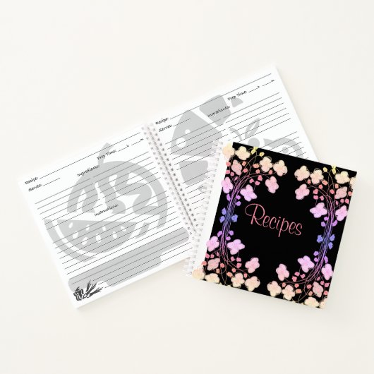 Personaliseer dit bloemrijke receptenboek notitieboek (Binnen)