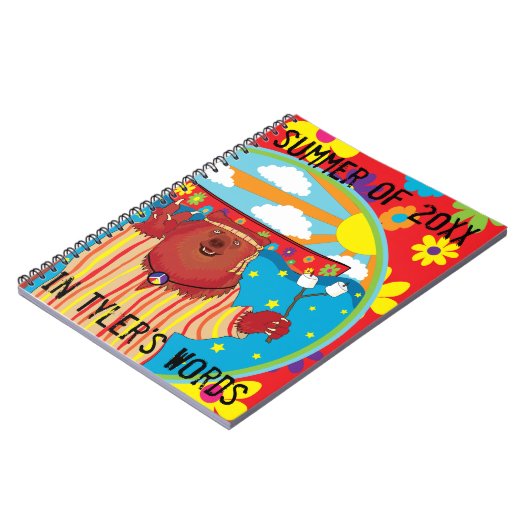 Personaliseer dit Groovy Camp Bear Notitieboek (Linkerzijde)