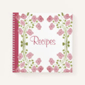 Personaliseer dit kleine roze bloemrijke receptenb notitieboek (Voorkant)