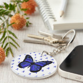 Personaliseer dit ME / CFS Blue Butterfly Sleutelh Sleutelhanger (Voorkant Rechts)