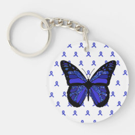 Personaliseer dit ME / CFS Blue Butterfly Sleutelh Sleutelhanger