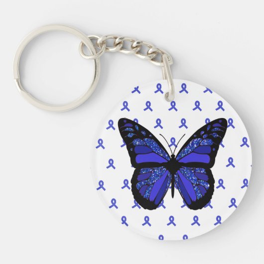 Personaliseer dit ME / CFS Blue Butterfly Sleutelh Sleutelhanger (Voorkant)