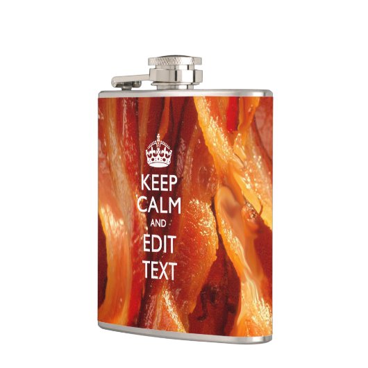 Personaliseer dit met Keep Calm en Sizzling Bacon Heupfles (Links)