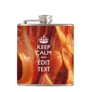 Personaliseer dit met Keep Calm en Sizzling Bacon Heupfles