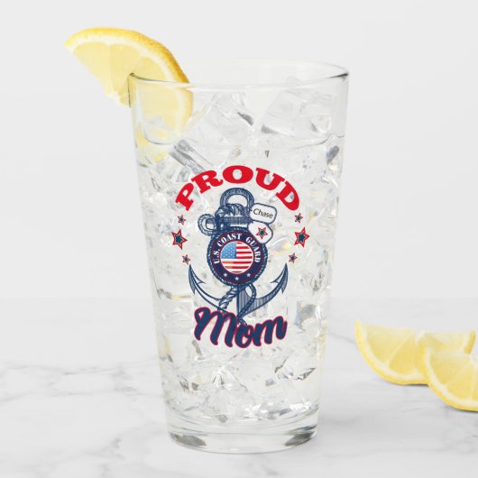 Personaliseer Dog Label Trots U.S. Coast Guard Mam Glas (Voorkant ijs)